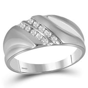 Saris and Things Sterling Silver Mens Round Channel-set Diamond Wedding Band Ring 1/8 Cttw