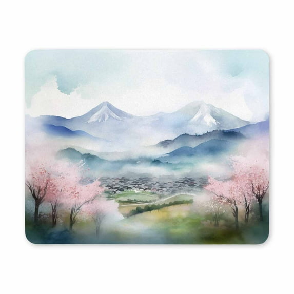Mountain Vegetation Printed Mouse Pad Desk Pad Mouse Mat with Stitched Edges and Non-Slip Rubber Base for Office Work Home Decor