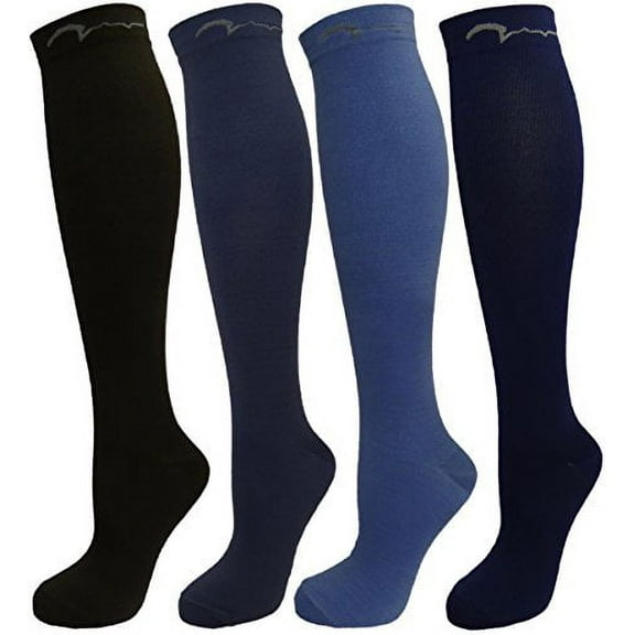 Swell Relief Long Soccer Knee High Compression Socks for Kids, Navy Blue (4 Pack)