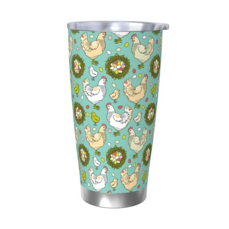 

Gaeub Chicken Laying Eggs Print 20-Ounce Stainless Steel Car Cup Tumblers Cups with Lids and Straw Coffee Cups for Adults Kids Home Car Office School Travel Party-Without Straw