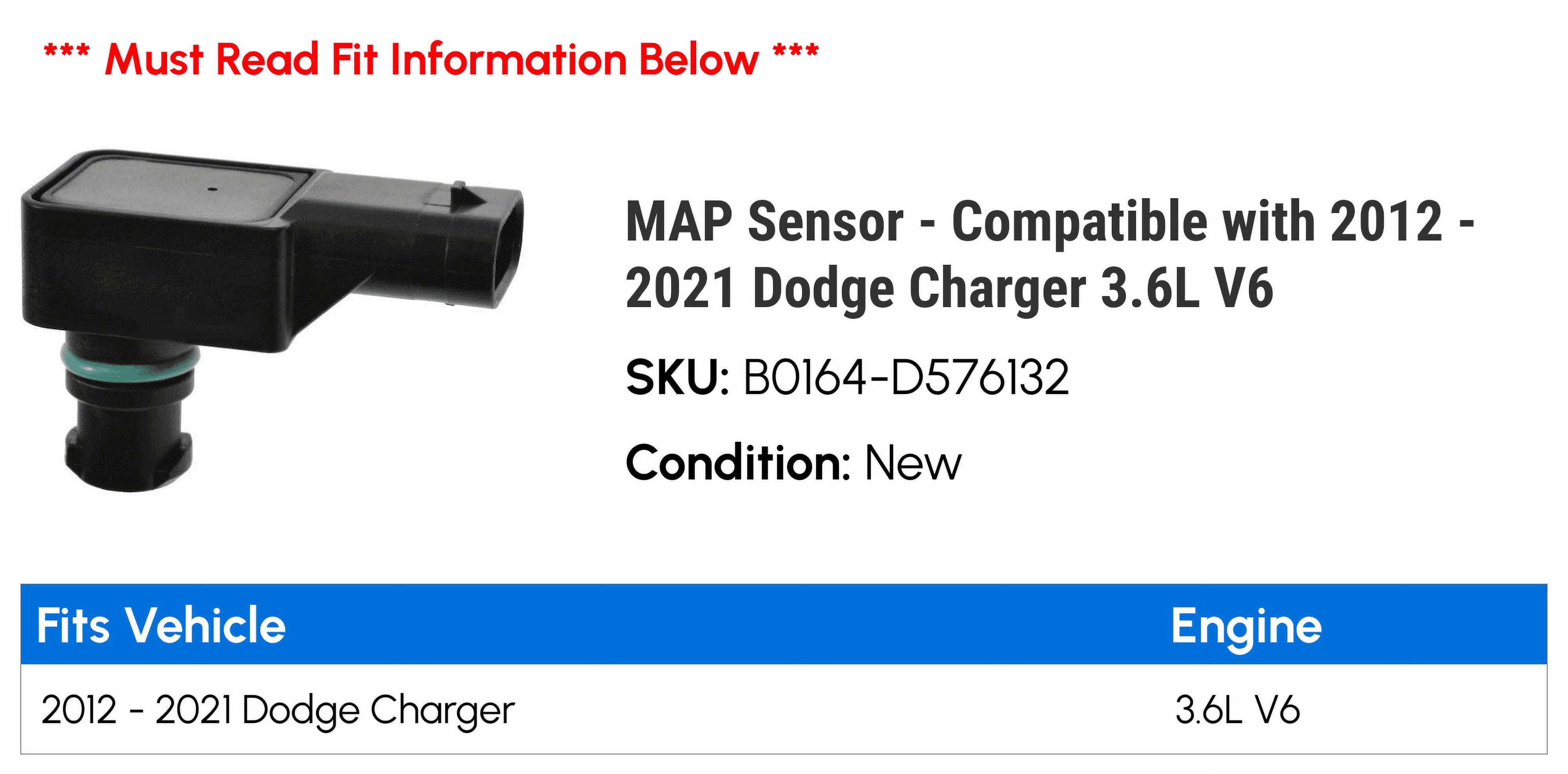 MAP Sensor - Compatible with 2012 - 2021 Dodge Charger 3.6L V6 2013 2014 2015 2016 2017 2018 2019 2020