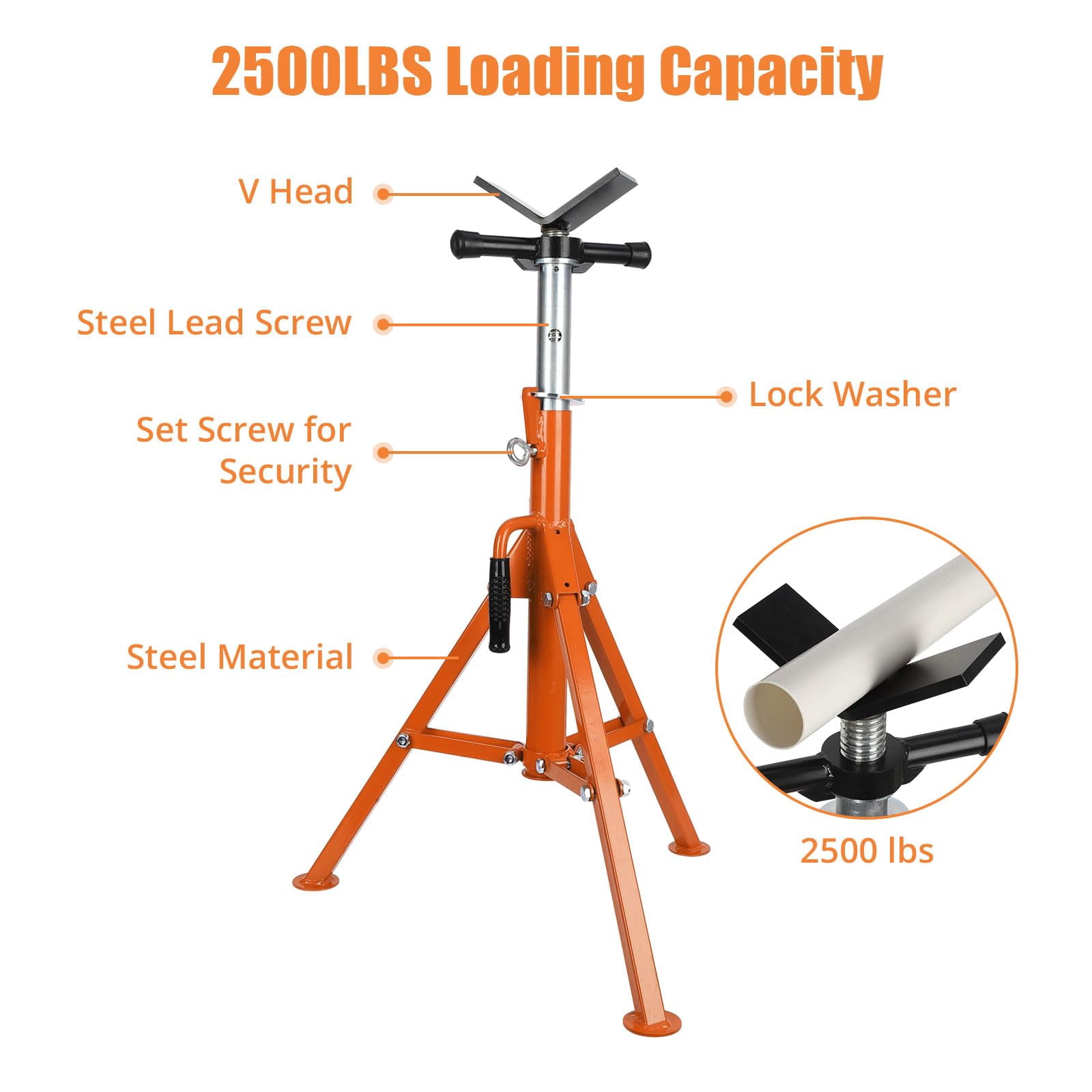 Kojooin 2500BLS Car Jack Stand x 1, Heavy Duty Jack Stands, Heavy Duty Pin Type Professional Car Jack Stand with Lock, Automotive Jack Stands for Trucks Cars Auto