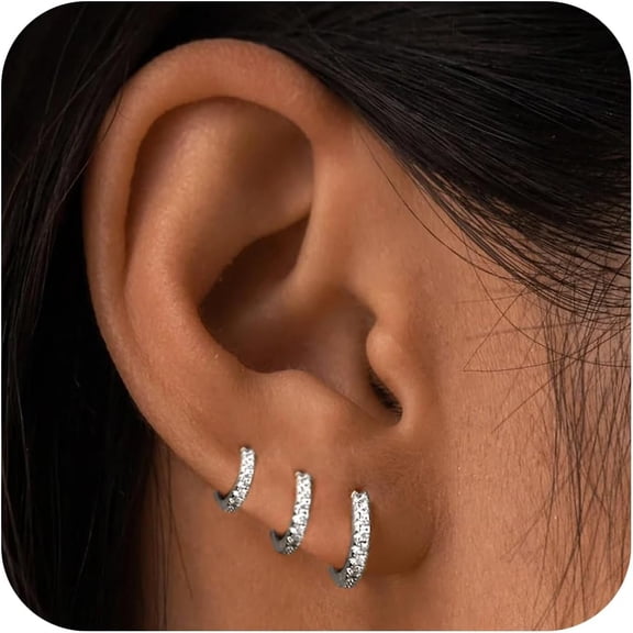 Small Gold Hoop Earrings Set, 14K Gold Plated Huggie Earrings Set For Multiple Piercings,Dainty Gold Stud Earrings Stack Dangle Earrings For Women[Z4377]