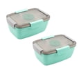 thumbnail image 1 of Oleegame 2PC Produce Storage Large Salad Lunch Container Adult Lunch Box With 68 Oz Salad Bowl 4 Compartment Tray 1pc 3 Oz Cups Stackable Green, 1 of 7