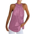 thumbnail image 2 of DailyTrove Women's Satin Halter Neck Tank - Sleeveless Casual Top, Elegant for Dates & Nights, 2 of 6
