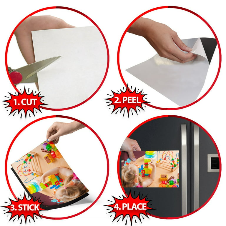 25 Sheets Strong Flexible Self-Adhesive 4x6 Magnetic Sheets with Adhesive  Backing 20mil DIY Photo Frame Ablum 