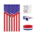 thumbnail image 2 of 4th of July Accessories Set, Independence Day Patriotic Cape with American Flag Sunglasses Headband and Stickers, 250th Anniversary Temporary Tattoos, 2 of 8