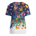 thumbnail image 4 of TSADFHJI Chandails en Molleton Femmes 2X Mode Femmes Col Rond Manches Courtes T-Shirts Vacances d'Été Blouse Imprimée Fleurs TTG Bleu, 4 of 5