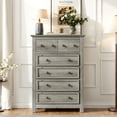 thumbnail image 3 of LGHM Tall 6 Drawer Dresser for Bedroom, Wood Farmhouse Chest of Drawers for Living Room, Hallway, Entryway, Gray, 3 of 8