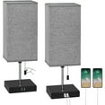 thumbnail image 4 of Set of 2 Square Table Lamps with Dual USB Charging Ports for Bedroom Office, 4 of 8