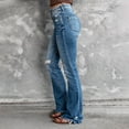 thumbnail image 6 of HAXMNOU Pants for Women Women's Juniors High Bell Bottoms Jeans Flare Jeans Solid Hippie Wide Leg Denim Flared Bell Bottom Pants Women's Pants Light Blue M, 6 of 9