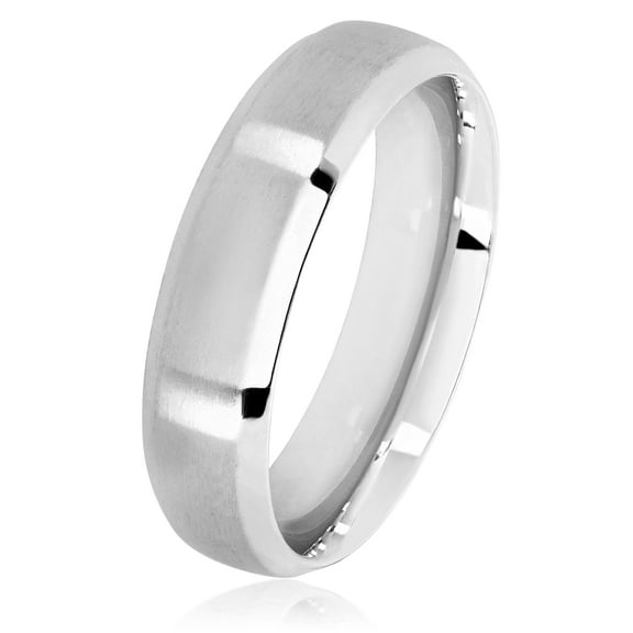 West Coast Jewelry Men's Satin Beveled Stainless Steel Ring (6mm)