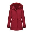 thumbnail image 4 of Itsame Puffer Jackets Womens Winter Coats Pocket Solid Color Cotton for Women Waterproof Jacket Wine Size XL, 4 of 8