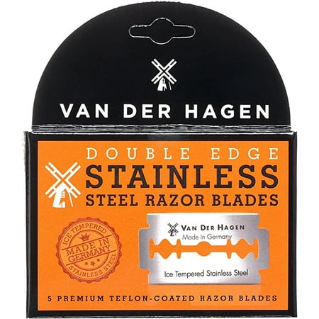 Van Der Hagen Premium Beard Care, Stainless Steel Double Edge Razor Blades, 5 Blades
