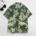 thumbnail image 3 of Trendy Summer Shirt Patch Pocket Quick Drying Hawaiian Shirt Summer Floral Leaves Print Hawaiian Shirt, 3 of 5