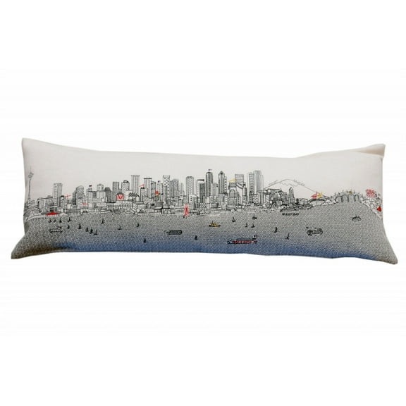 45" White Seattle Daylight Skyline Lumbar Decorative Pillow