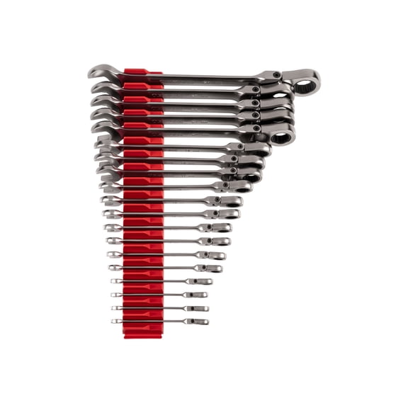 TEKTON Flex Head 12-Point Ratcheting Combination Wrench Set with Modular Organizers, 19-Piece (6-24 mm) | WRC95303