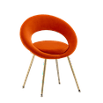 thumbnail image 3 of Velvet Accent Chair Set of 2, Modern Conversation Lounge Chair with Golden Plated Legs, Upholstered Single Sofa Chair Leisure Reading Chair with Hollow Back for Living Room Bedroom Office, Orange, 3 of 8