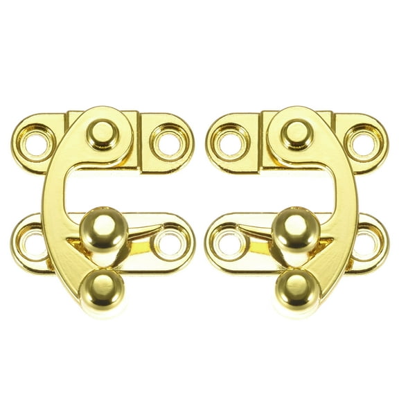 Unique Bargains Decorative Right and Left Latch Hook Hasp Swing Arm Latch Gold Tone 1Set