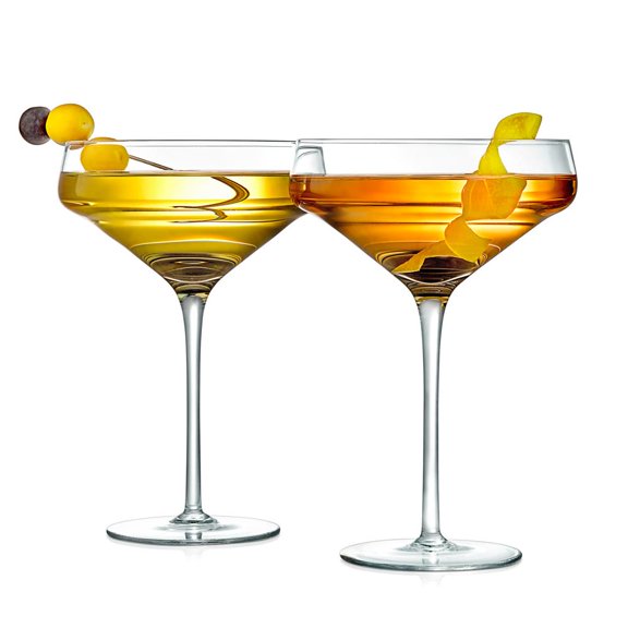 2 Sets of Crystal Martini Glass, Ultra Clear, Elegant Crystal Clear Wine Glass Pair, 100% Hand Blown, Dishwasher Safe, Great For Dinner, Parties, Wedding, And ELEGANT Occasions