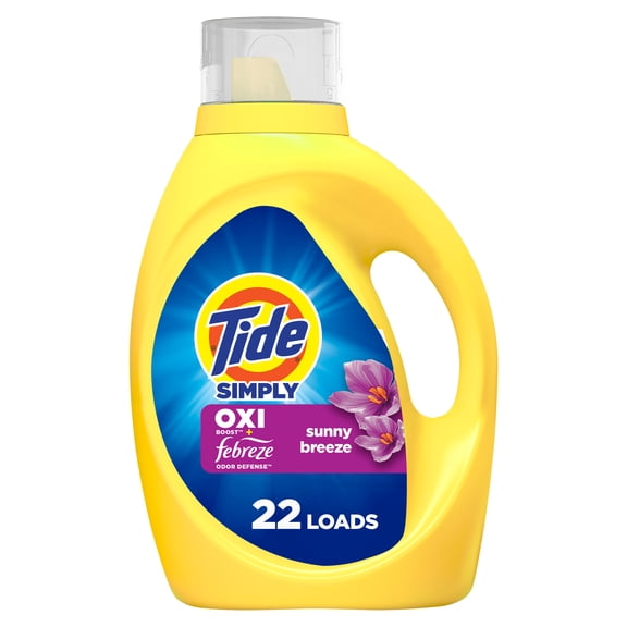Tide Simply Laundry Detergent Liquid, Oxi Boost   Febreze Odor Defense, Sunny Breeze Scent, 31 fl oz, 22 Loads
