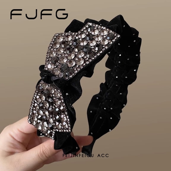 New style socialite hairband with sparkling velvet pleated headband, fluffy high crown, versatile hair clip