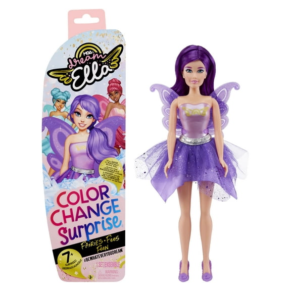 MGA's Dream Ella™ Color Change Surprise™ Fairies 11.5" Doll Series 2 - Aria™, Purple Fairy with Wings and Purple Hair, Great Gift, Toy for Kids Ages 3, 4, 5 