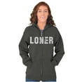 thumbnail image 3 of Loner Simple Anti Social Statement Zip Up Hoodie Men's Women's Brisco Brands 3X, 3 of 6