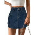thumbnail image 3 of Jaimenalin Women'S Y2K Denim Cargo Skort - High Waisted Mini Skirt Shorts with Multifunctional Pockets Blue XL, 3 of 7