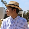thumbnail image 5 of Oceanside Raffia Straw Fedora Hat - M - Natural/Black, 5 of 6