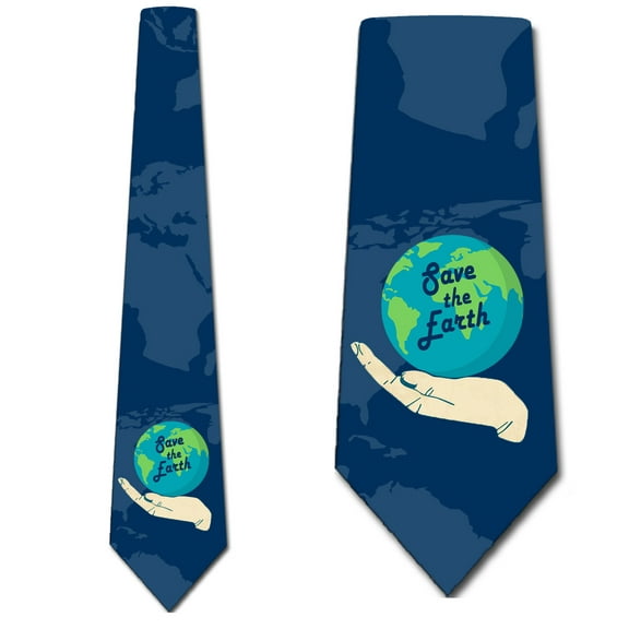 Earth Day Ties Mens Global Warming Space Necktie by Three Rooker