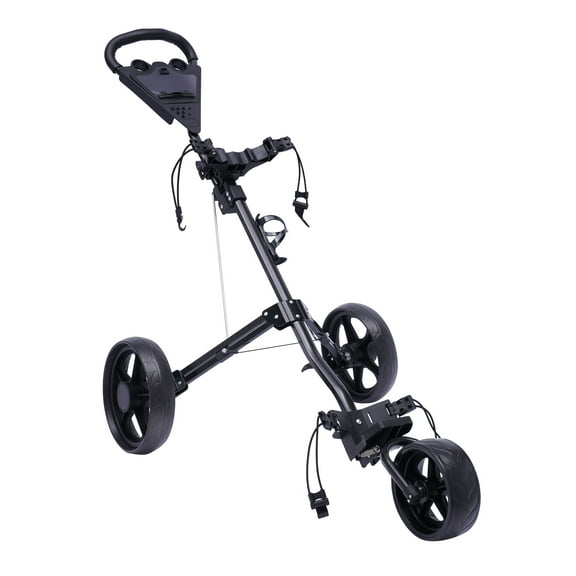 3 Wheel Foldable/Collapsible Golf Push Cart with Foot Brake Lightweight Folding Golf Walking Push Cart Suitable for Hold Golf Bags