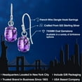 thumbnail image 2 of Gem Stone King 925 Sterling Silver Purple Amethyst French Wire Dangle Hook Earrings for Women (1.50 Cttw, Gemstone February Birthstone, Oval Checkerboard 7X5MM), 2 of 6