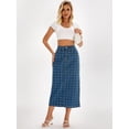 thumbnail image 3 of DARING DIVA Women's Denim Ripped Holes Back Slit Midi Jean Skirts Small Vintage Blue, 3 of 7