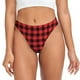 thumbnail image 1 of Balery Buffalo Plaid Red Black Tangas de Algodón para Mujer con Estampado – Ropa Interior Sexy, Transpirable, G-string-X-Large, 1 of 1