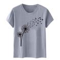 thumbnail image 2 of Babysbule Hauts en Liquidation pour Femmes T-shirt à Manches Courtes Imprimé Pissenlit Col Rond Mode Décontracté Ample, 2 of 4