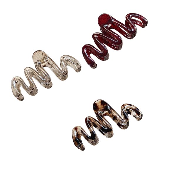 3Pcs Waved Hair Clip Nonslip Grip Claw For Long Hair Women Stylish Hair Accessories Strong Hold Fashion Barrettes