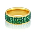 thumbnail image 2 of ELYA Jewelry Women's Green Crystal Stones Gold Plated Stainless Steel Band Ring (8mm Wide), 2 of 4