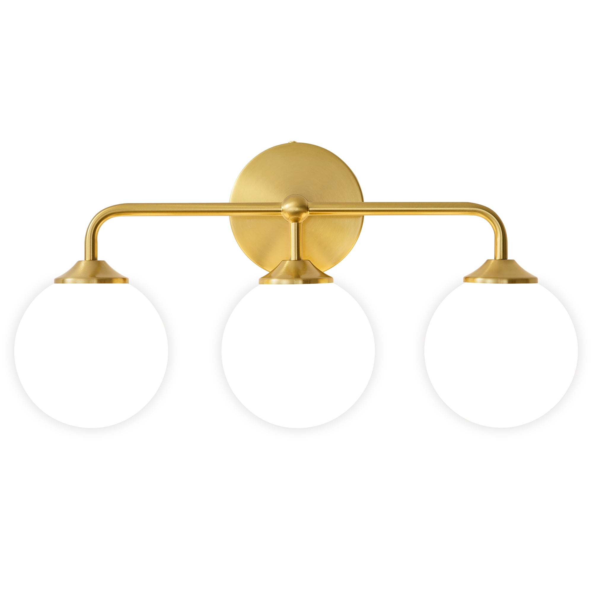 Deyidn Modern Vanity Light Gold 3-Light, 18.89" Bathroom Light with Milk White Glass Shade for Soft Lighting, Damp Rated Fixture for Bath, Powder Room