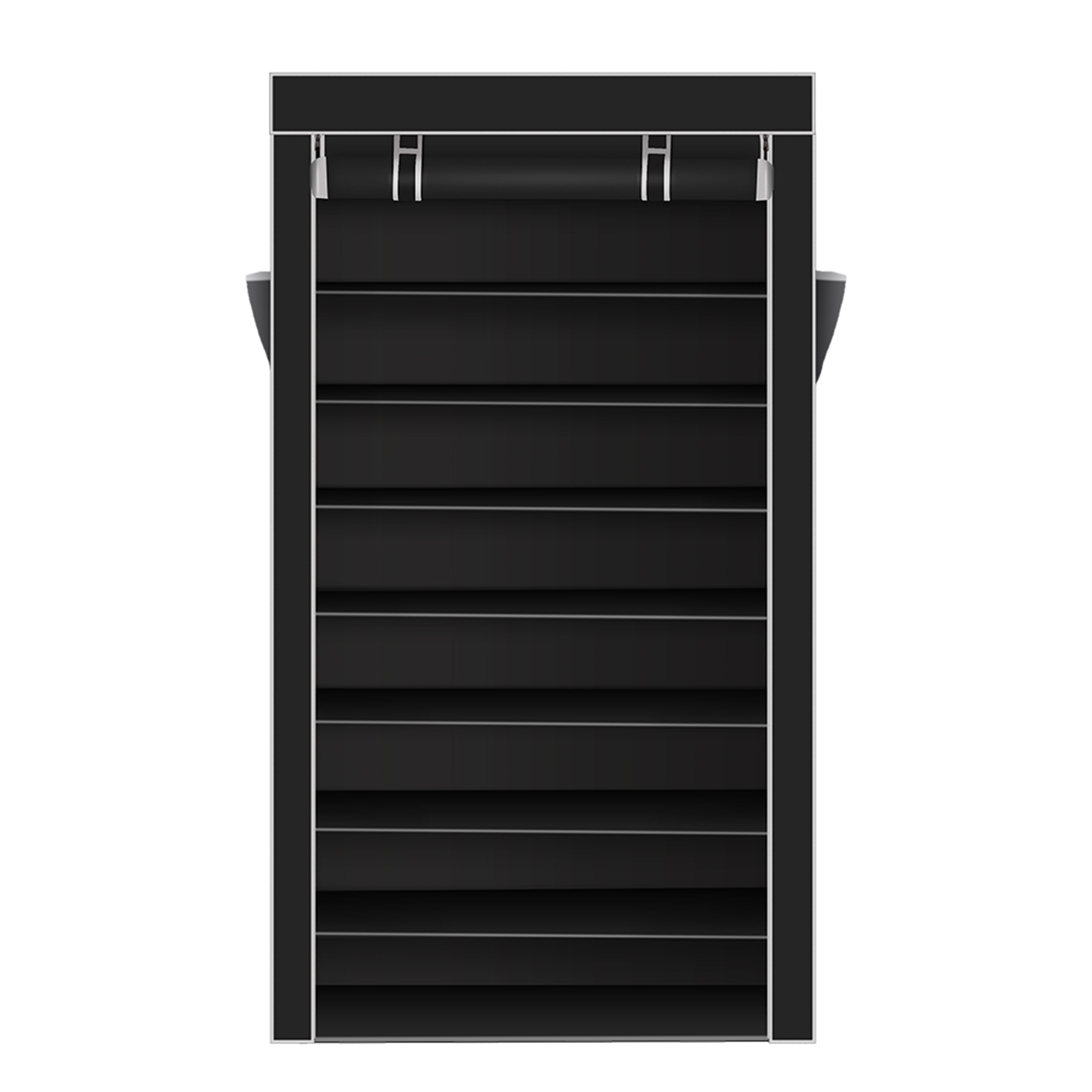 10 Tiers Shoe Rack with Dustproof Cover Closet Shoe Storage Cabinet Organizer, Black