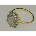 thumbnail image 3 of LBG British Made 10k Yellow Gold Natural Opal & AAA Aquamarine Womens Anniversary Ring - 33 size options - Size, 3 of 5