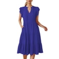thumbnail image 1 of asddcavvf Robes pour Femmes Robe Midi d'Été à Manches à Volants Col en V Mode 2024 Coupe Décontractée, 1 of 4