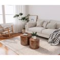 thumbnail image 6 of Nesting Round Coffee Table Set of 2 - Brown Burl Wood Accent Tables for Living Room, 6 of 10