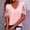 Pink, variant on AOOCHASLIY Spring Saving Women Casual Solid Short Sleeve V-Neck Lace Stitching Pullover Blouse T-shirt Tops