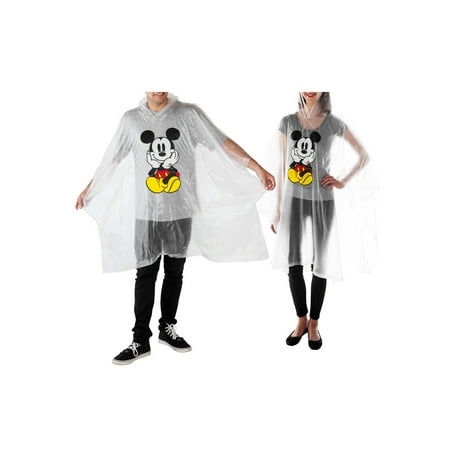 Adult Unisex Mickey Mouse Waterproof Rain Ponchos 2-PACK Front (Best Rain Ponchos For Disney World)