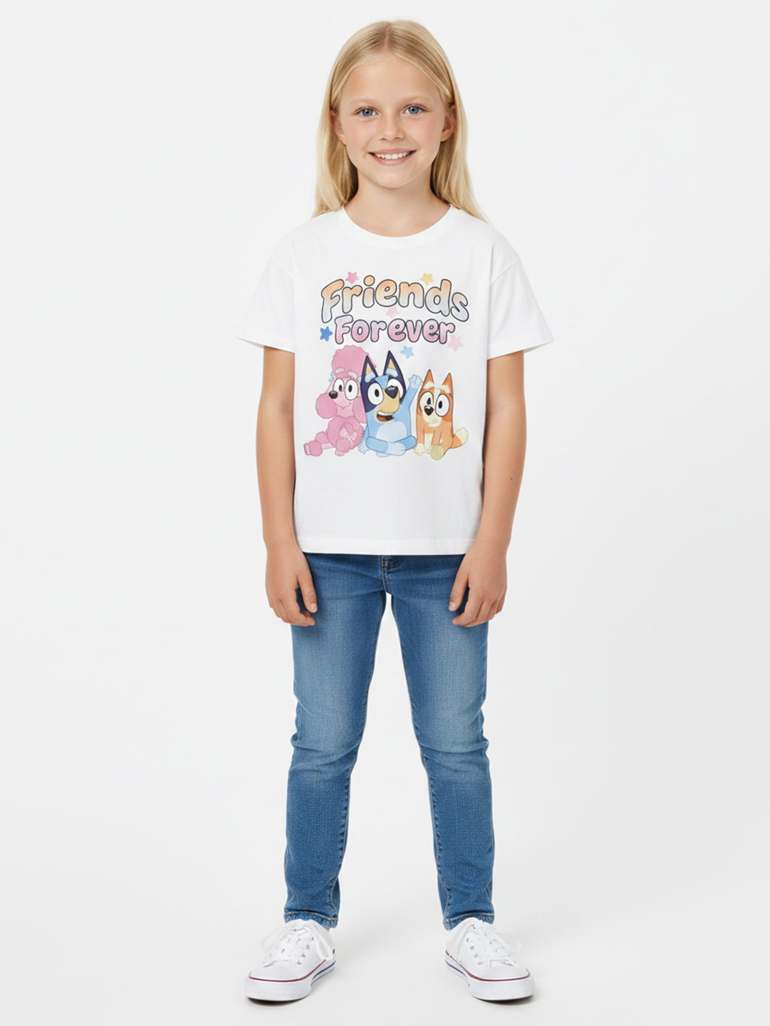 Bluey Girls' Graphic Tee with Short Sleeves, Sizes 4-16