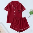 thumbnail image 3 of MEICHEN Lounge Set for Women 2 Piece Pajama Set for Women Heart Print Button Short Sleeve Shirt Matching Shorts Set Summer Cute Sets Women's Essentials Fashion Sleepwear, 3 of 4
