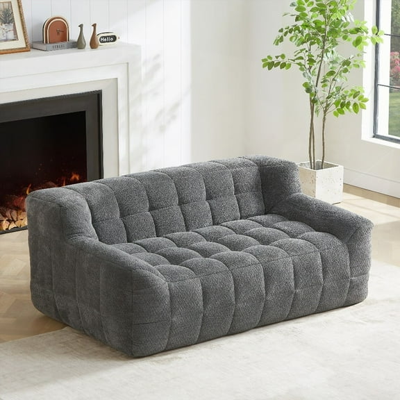 Liyasi Full Compression Sofa - Modern Fabric 220×80×75cm for Living Room
