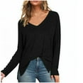 thumbnail image 1 of Yuyuzo Womens Sweatshirts Tops V Neck Long Sleeve Straight Line Pullover Fall Casual Sweatshirt Solid Color, 1 of 6