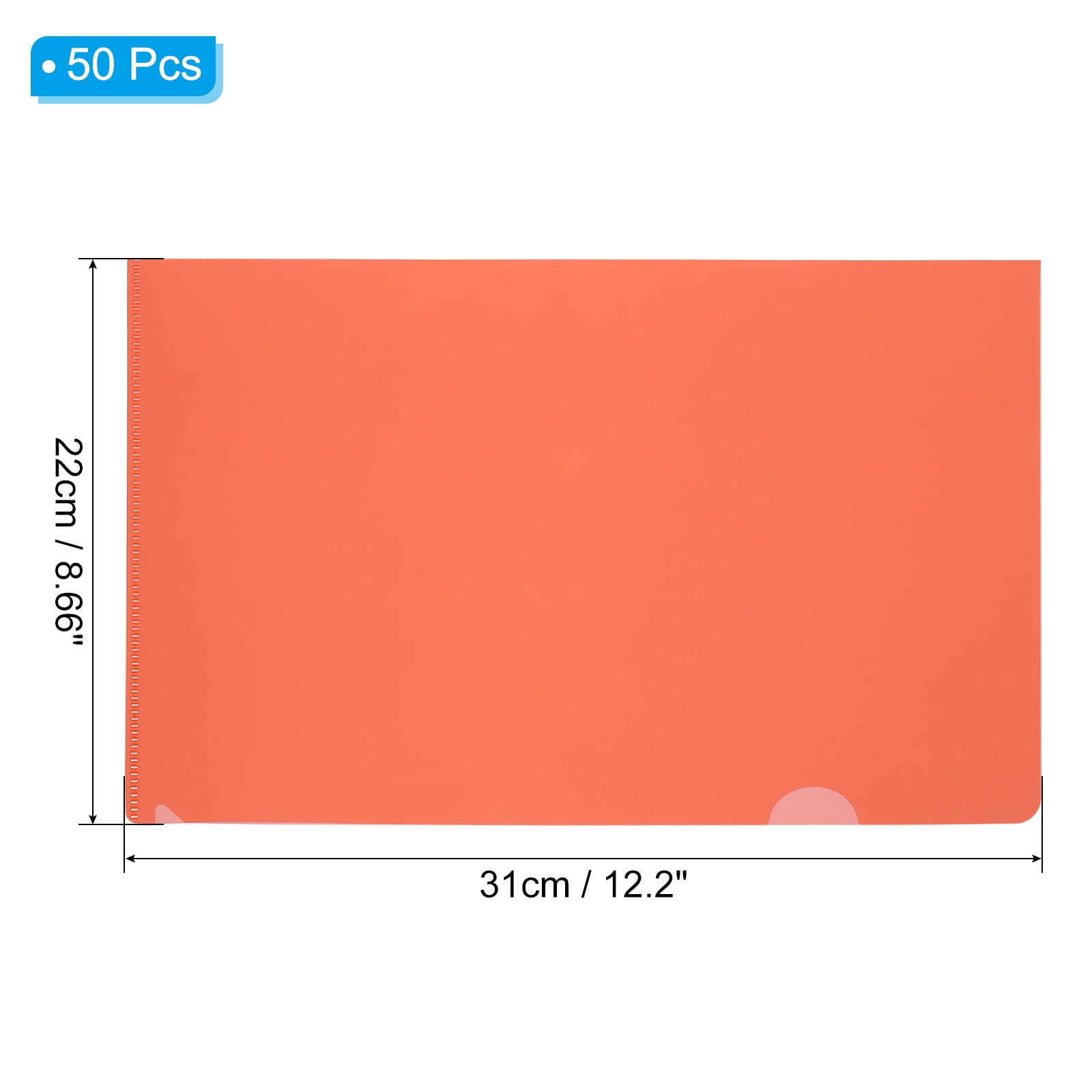 Uxcell L Type Folders 50 Pack A4 Plastic File Project Pockets Clear Paper Document Jacket Sleeves Red
